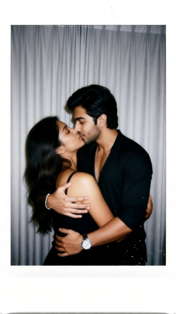 Couples stand together and kiss image