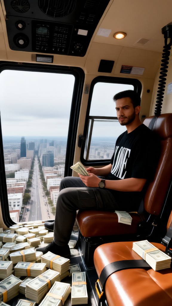 Throwing Money Wildly On Plane image