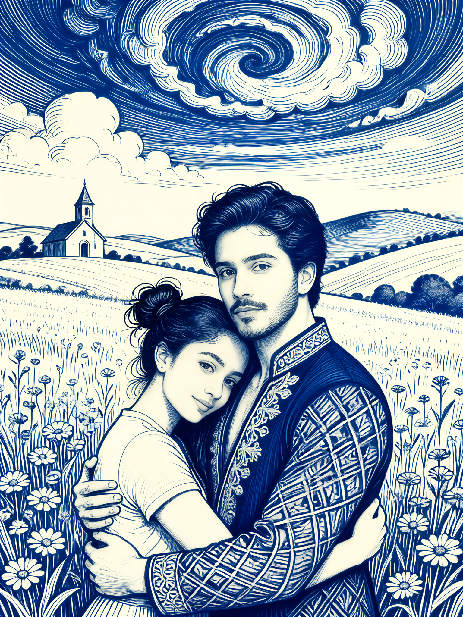 Couple Handdrawn Notebook - Rural Embrace image