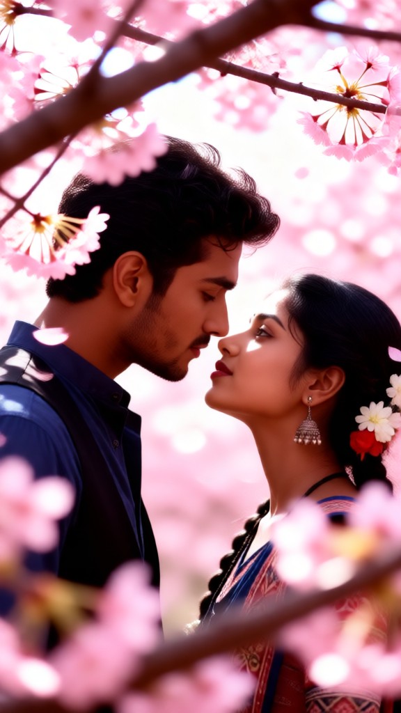 Romantic Kiss under the Sakura Tree image