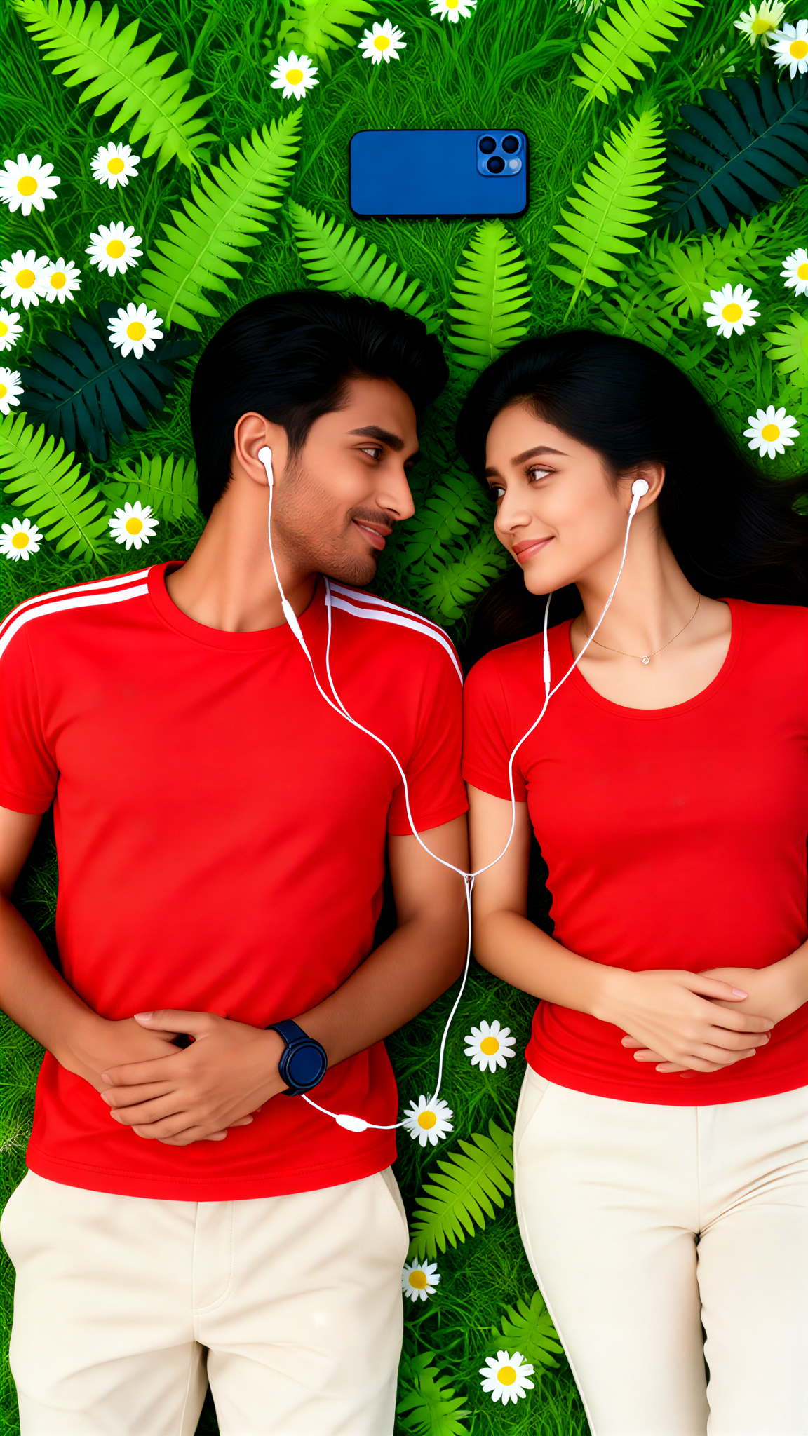 Couples listen to music on the lawn 2 image