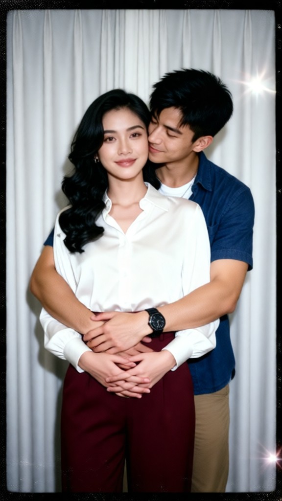 Couples stand together and kiss image