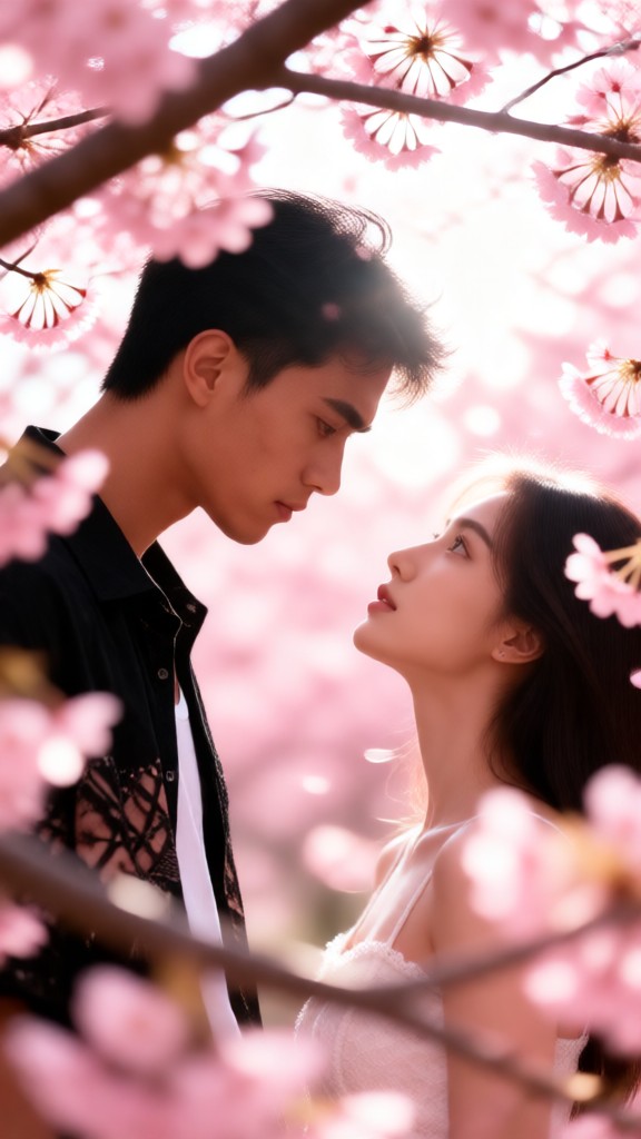 Romantic Kiss under the Sakura Tree-I image