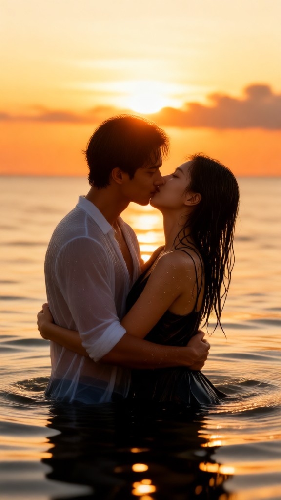 kiss in the sea image