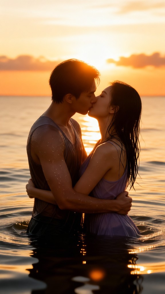 kiss in the sea image