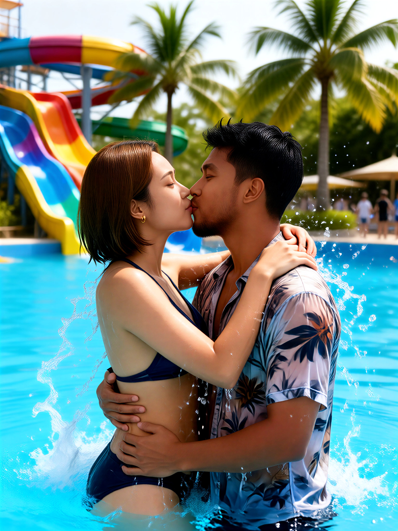 Pool Embrace Kiss image