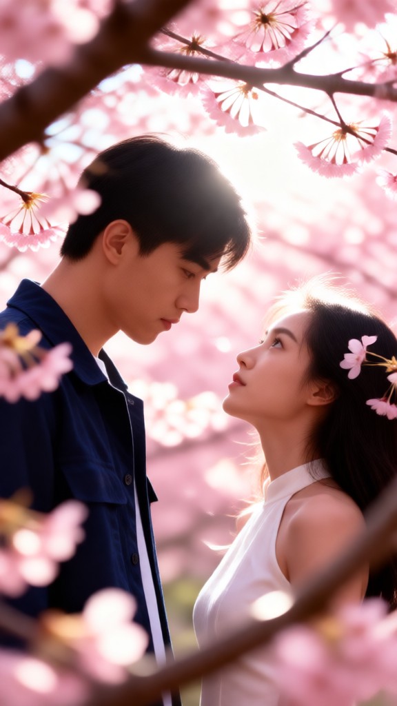 Romantic Kiss under the Sakura Tree-V image