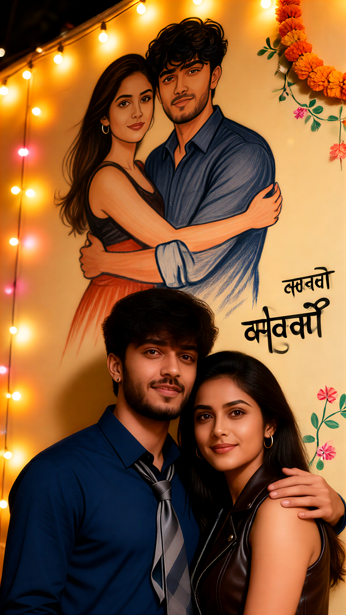 Nighttime Couple Wall Painting Interactive Portrait image