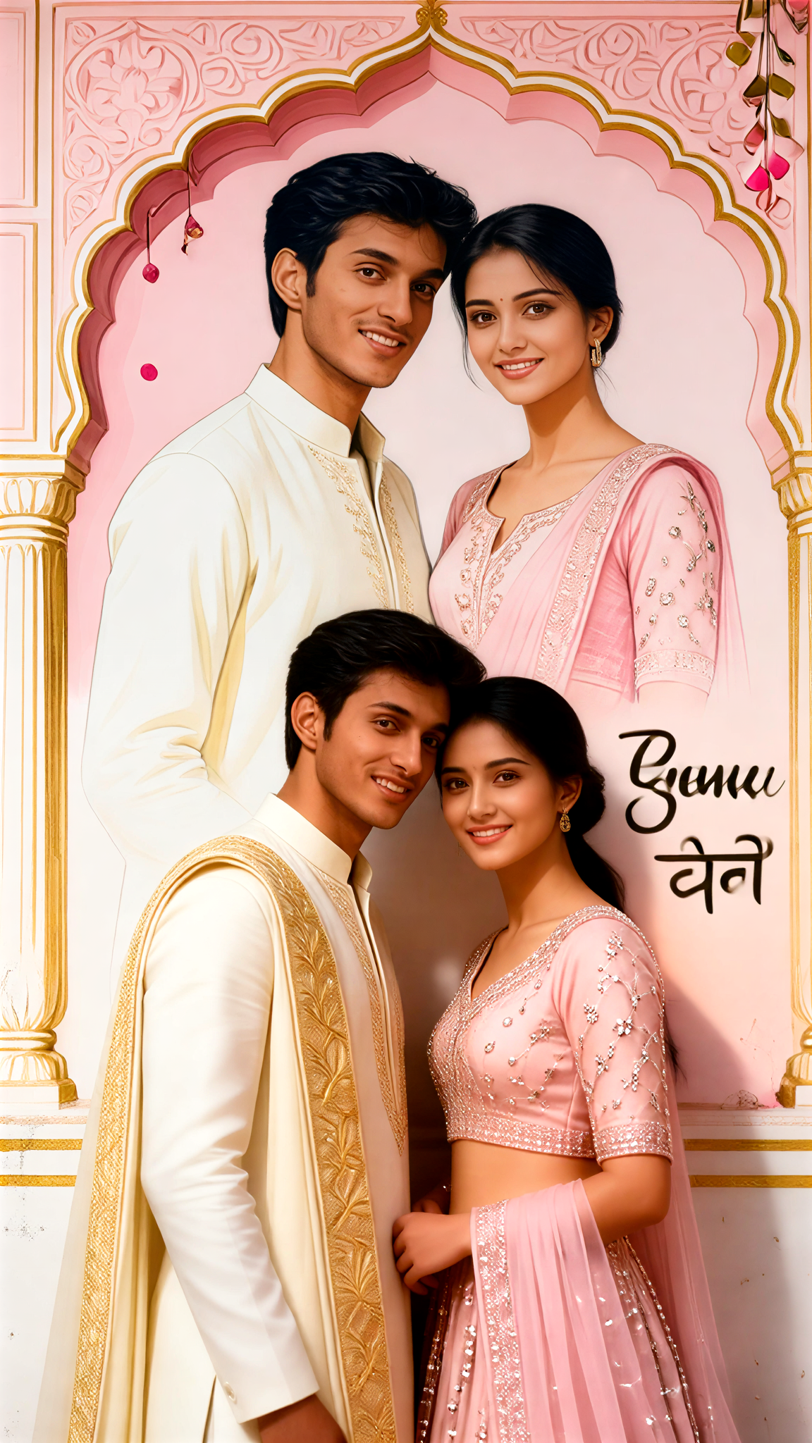 Couple Wall Painting, Marriage and Love Portrait Photography image