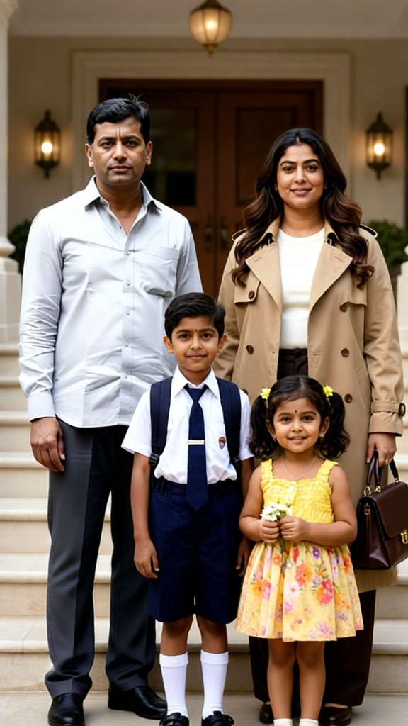 Family photo of the children starting school image