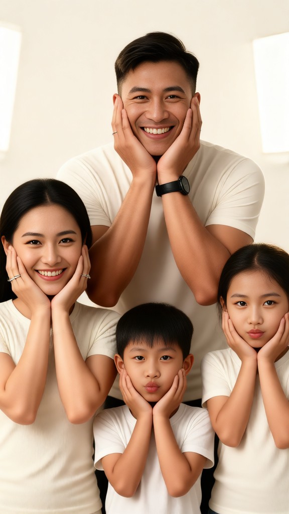 Family chin-resting photo image