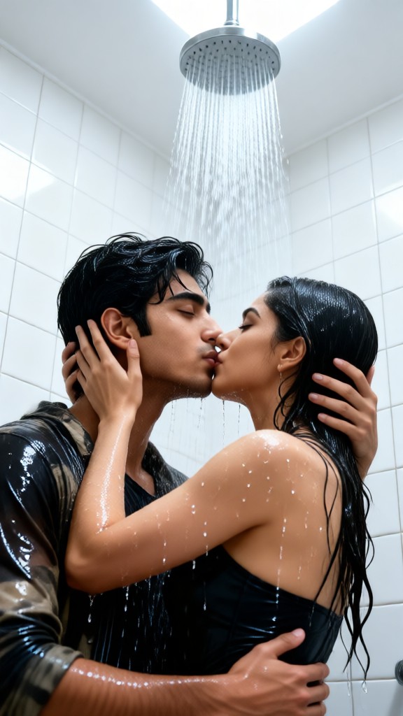 Kissing in the shower room image