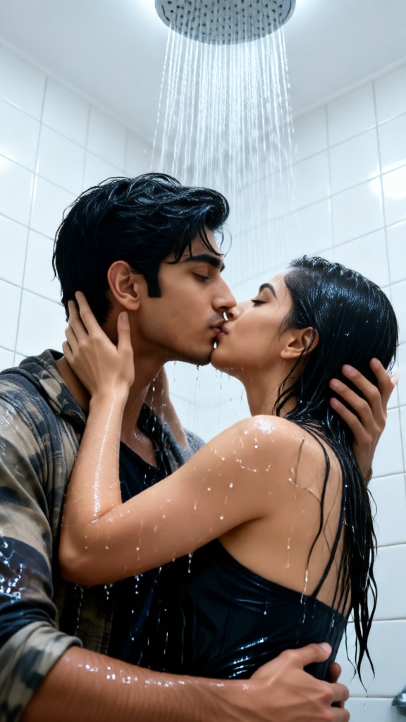 Kissing in the shower room image