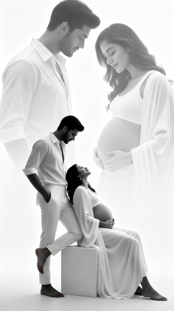 Black&White Pregnant Couple Portrait image