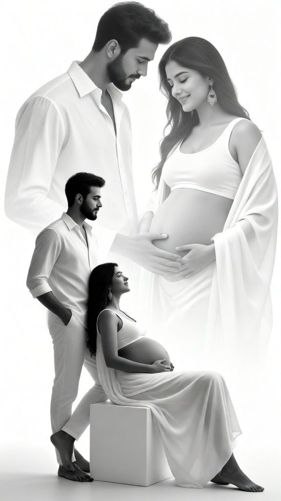 Black&White Pregnant Couple Portrait-02 image
