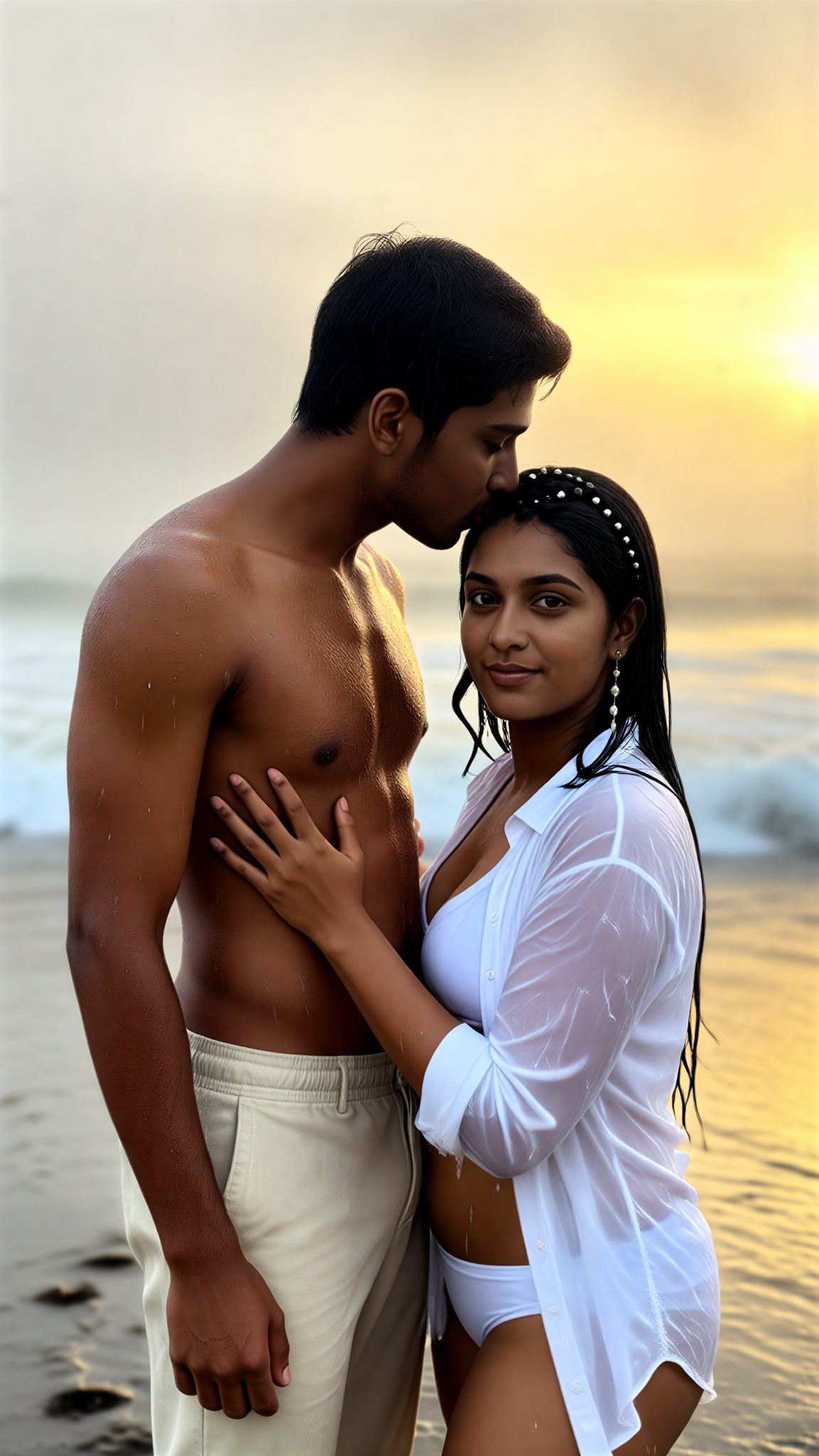 White Shirt Rain Kiss image