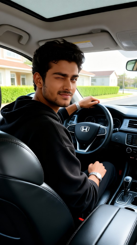 Handsome Man Driving Cool Car image