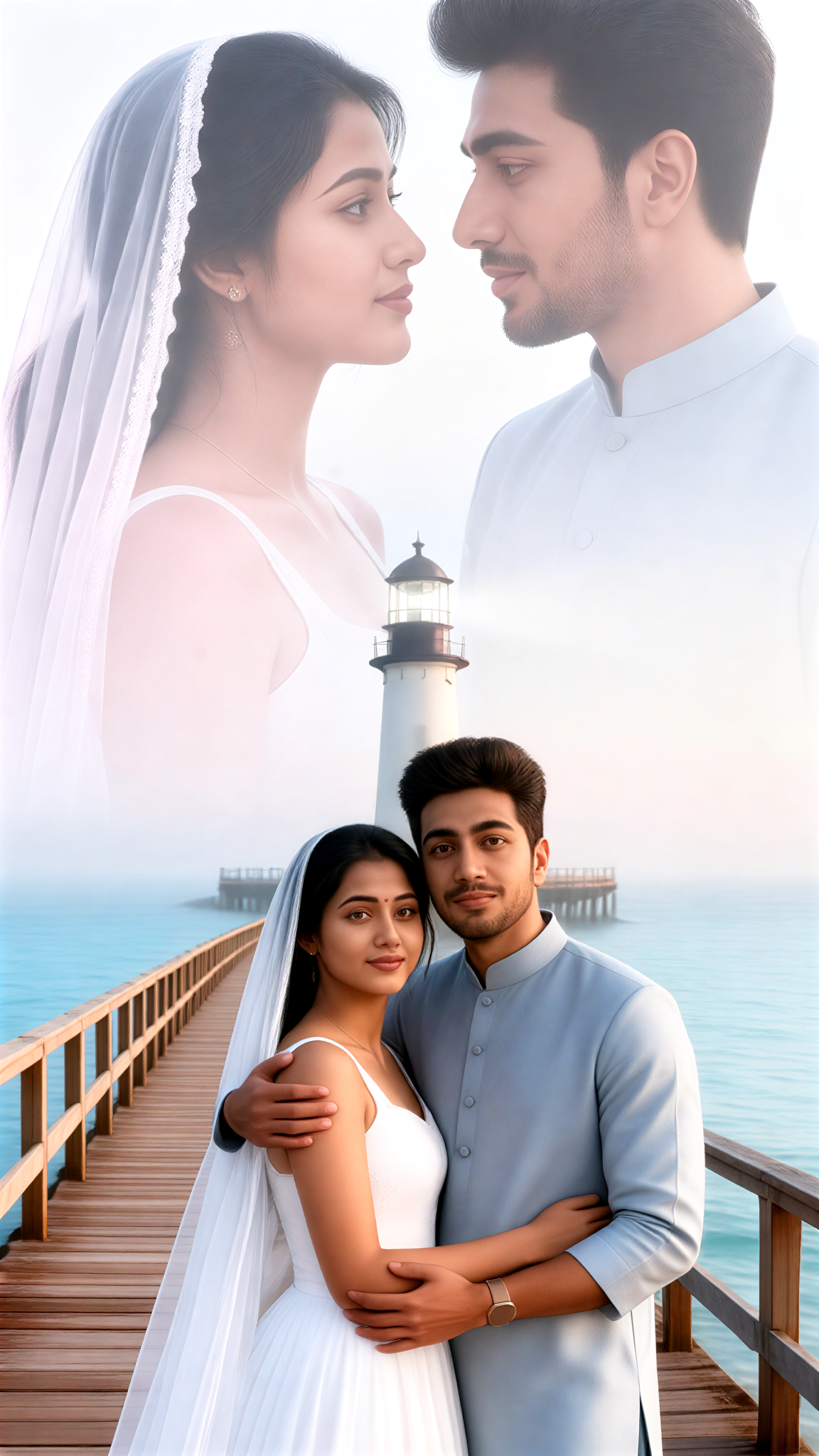 Double Exposure Engagement Photoshoot by the Sea image