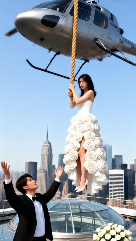 Wedding helicopter appears image
