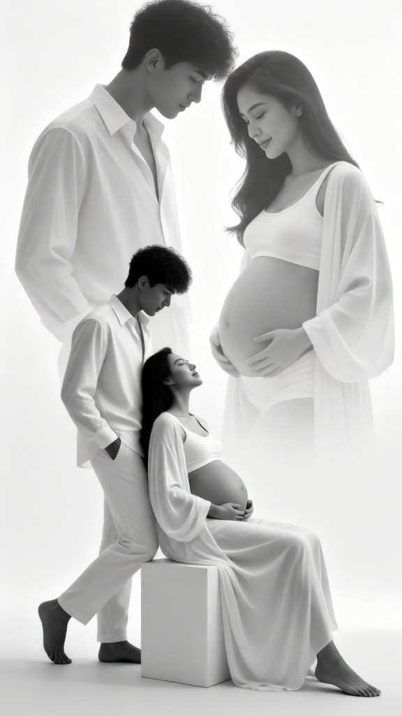 Black&White Pregnant Couple Portrait-V image