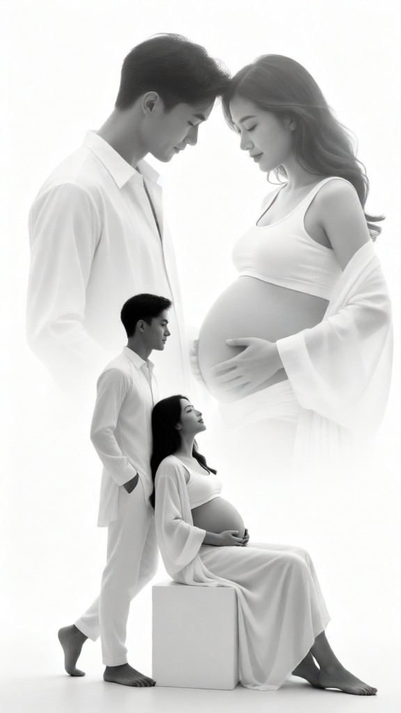 Black&White Pregnant Couple Portrait-02-V image