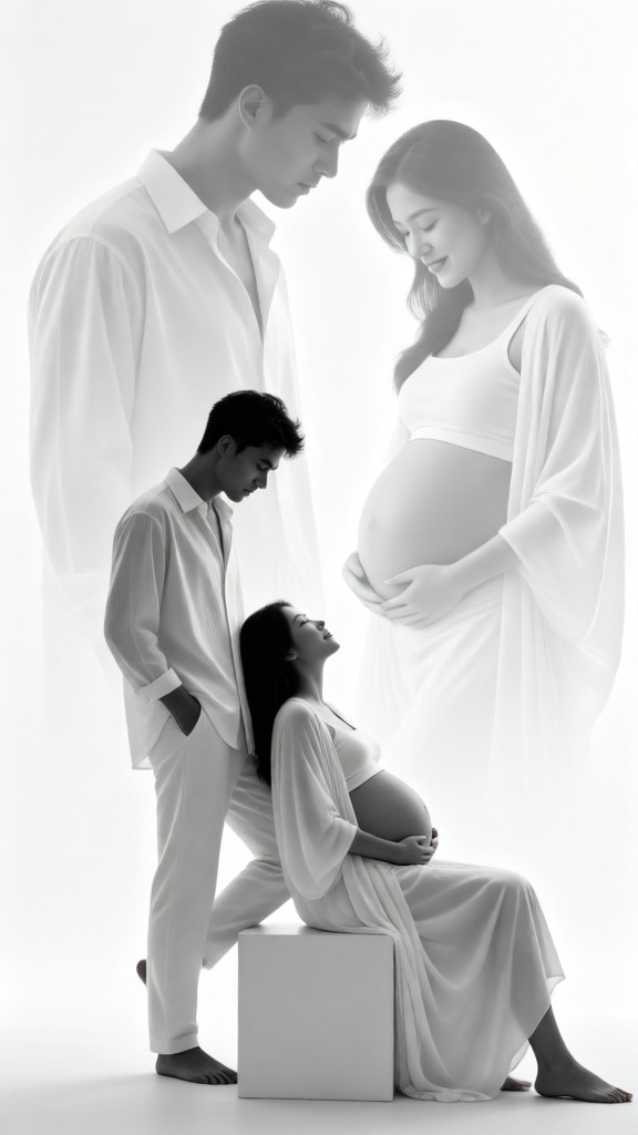 Black&White Pregnant Couple Portrait-I image