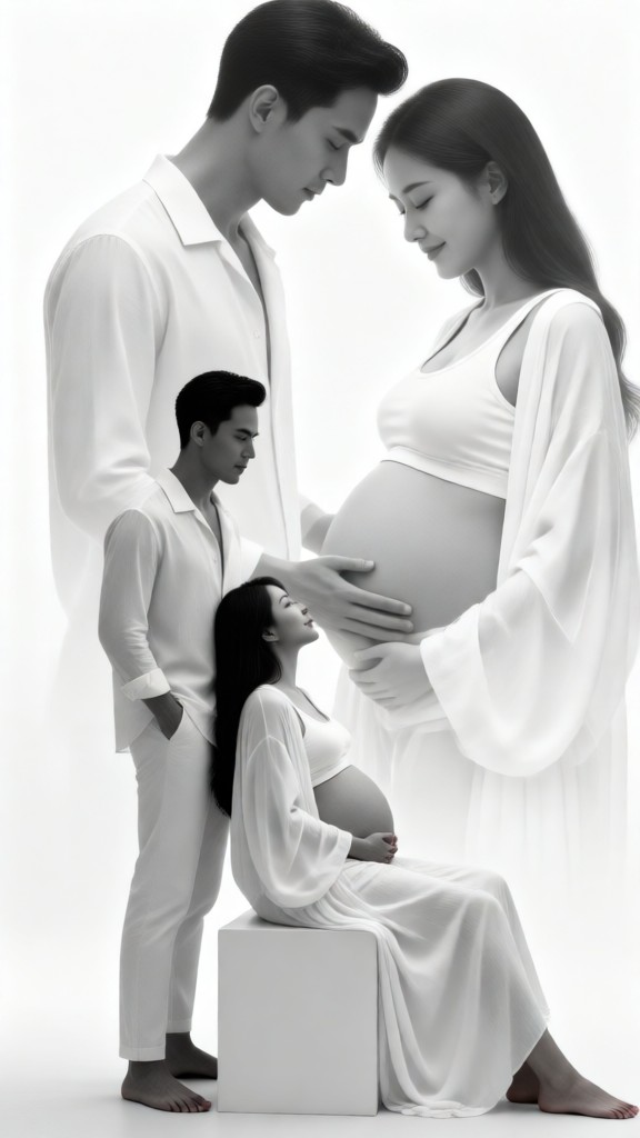 Black&White Pregnant Couple Portrait-02-I image