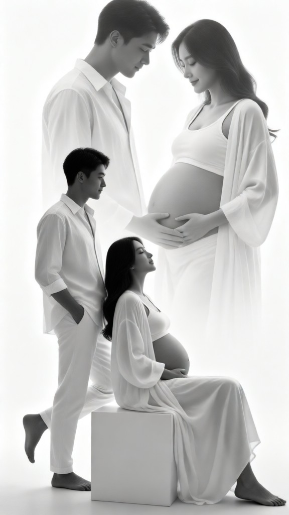 Black&White Pregnant Couple Portrait-02-T image