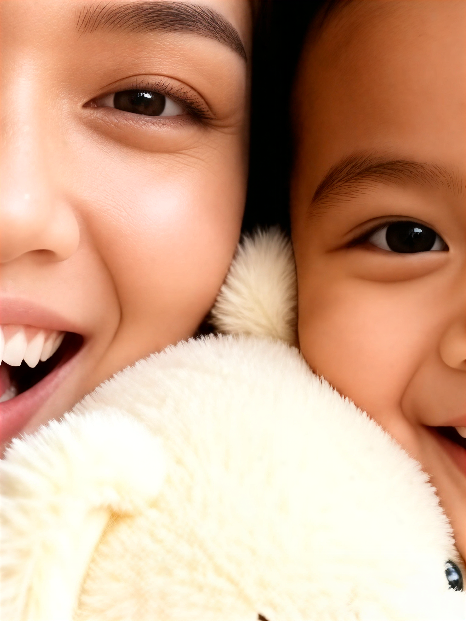 Plush Teddy Bear Mother-and-Baby Face-to-Face Portrait image