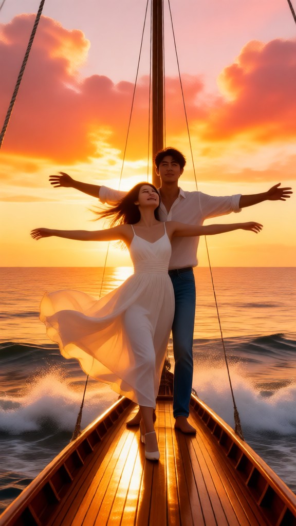 Couple kissing on the deck image