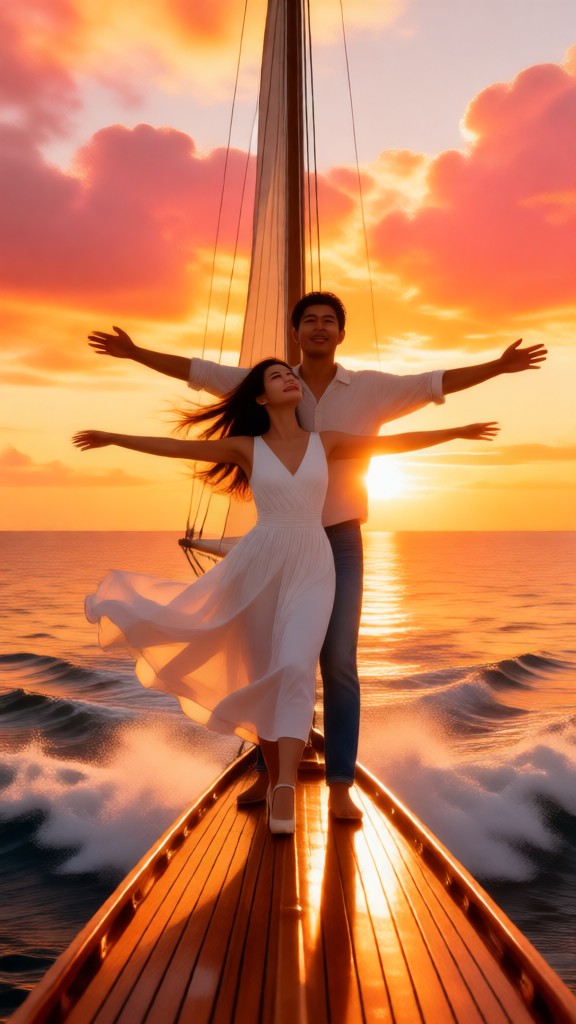 Couple kissing on the deck image