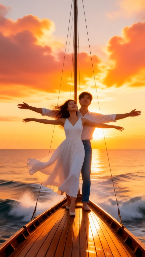 Couple kissing on the deck image