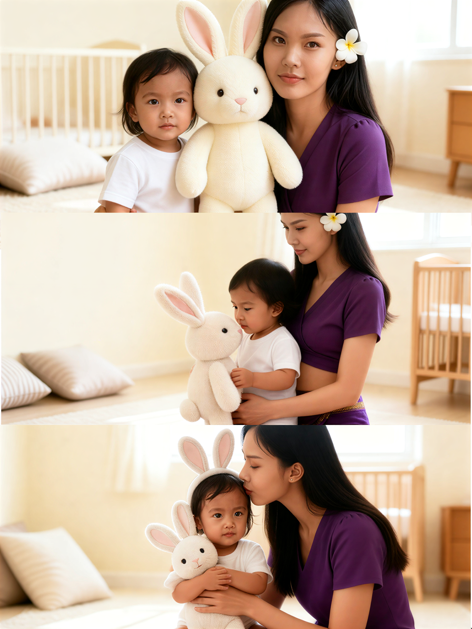 Baby Rabbit Doll Mother-Child Interaction Three-Grid image