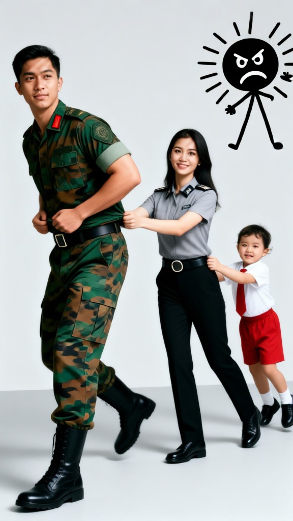 Portrait of Cute Police Family of Three-I image