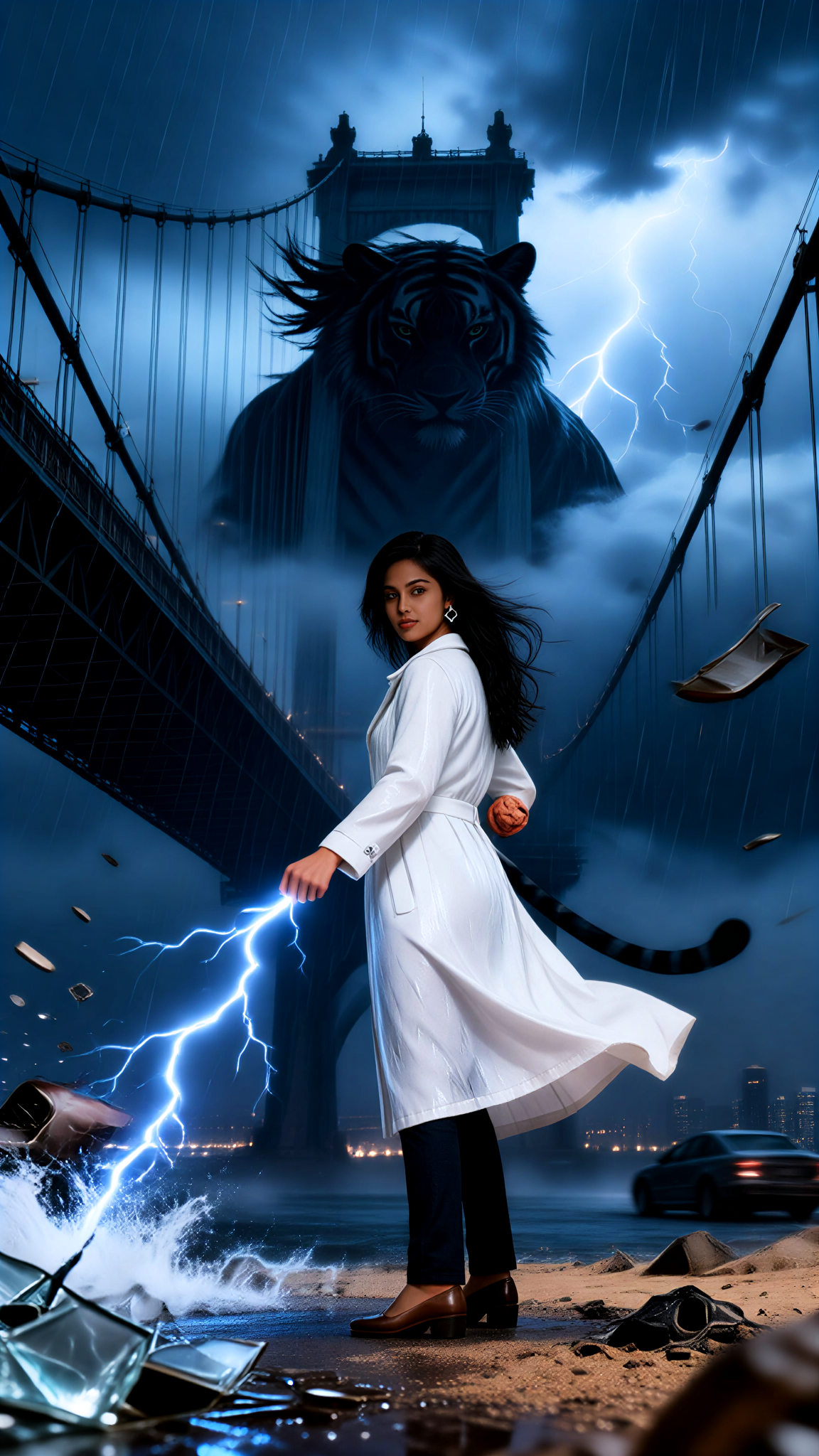 Double Exposure of Black Tiger Martial Spirit image
