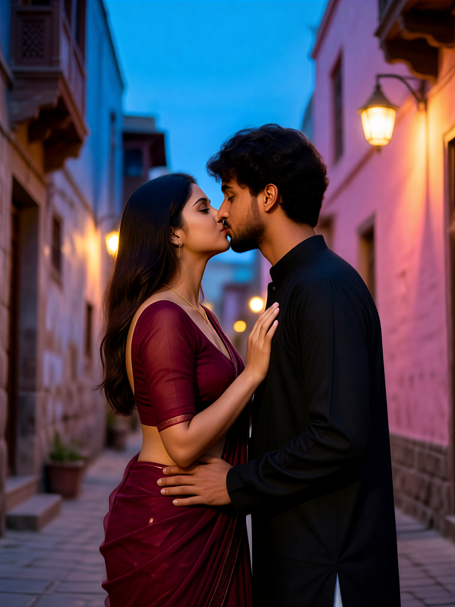 Couple Photo Old Street Kiss image
