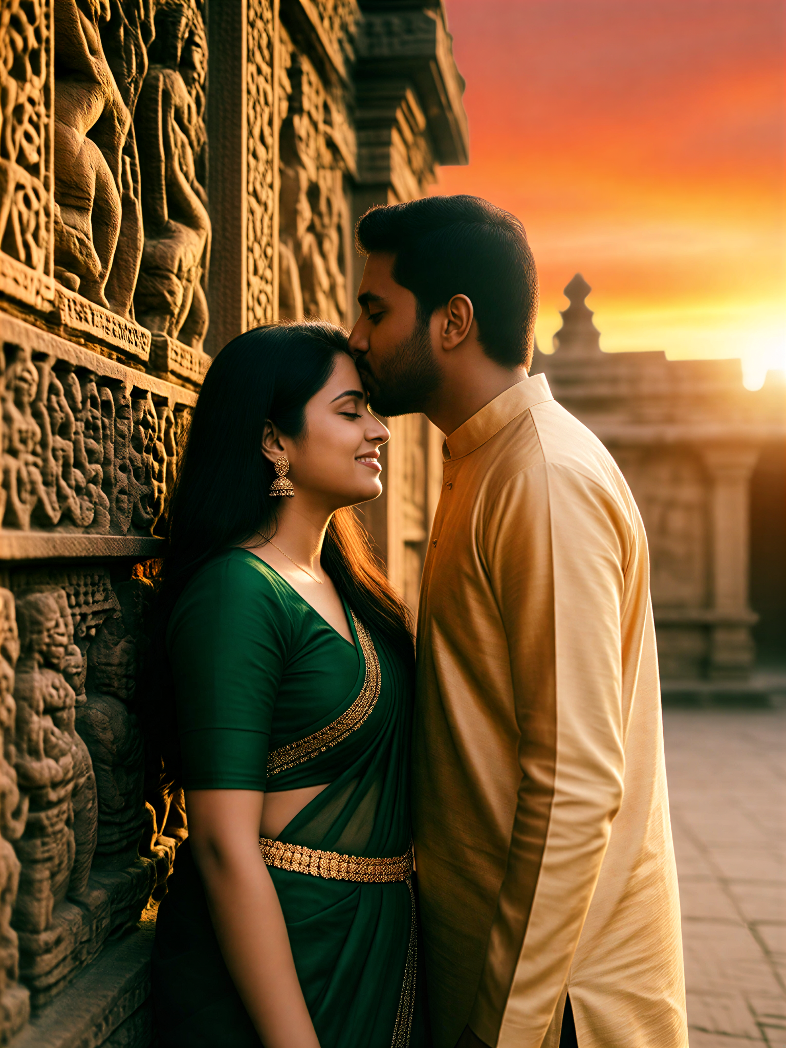 Couple Photo Wall Forehead Kiss image