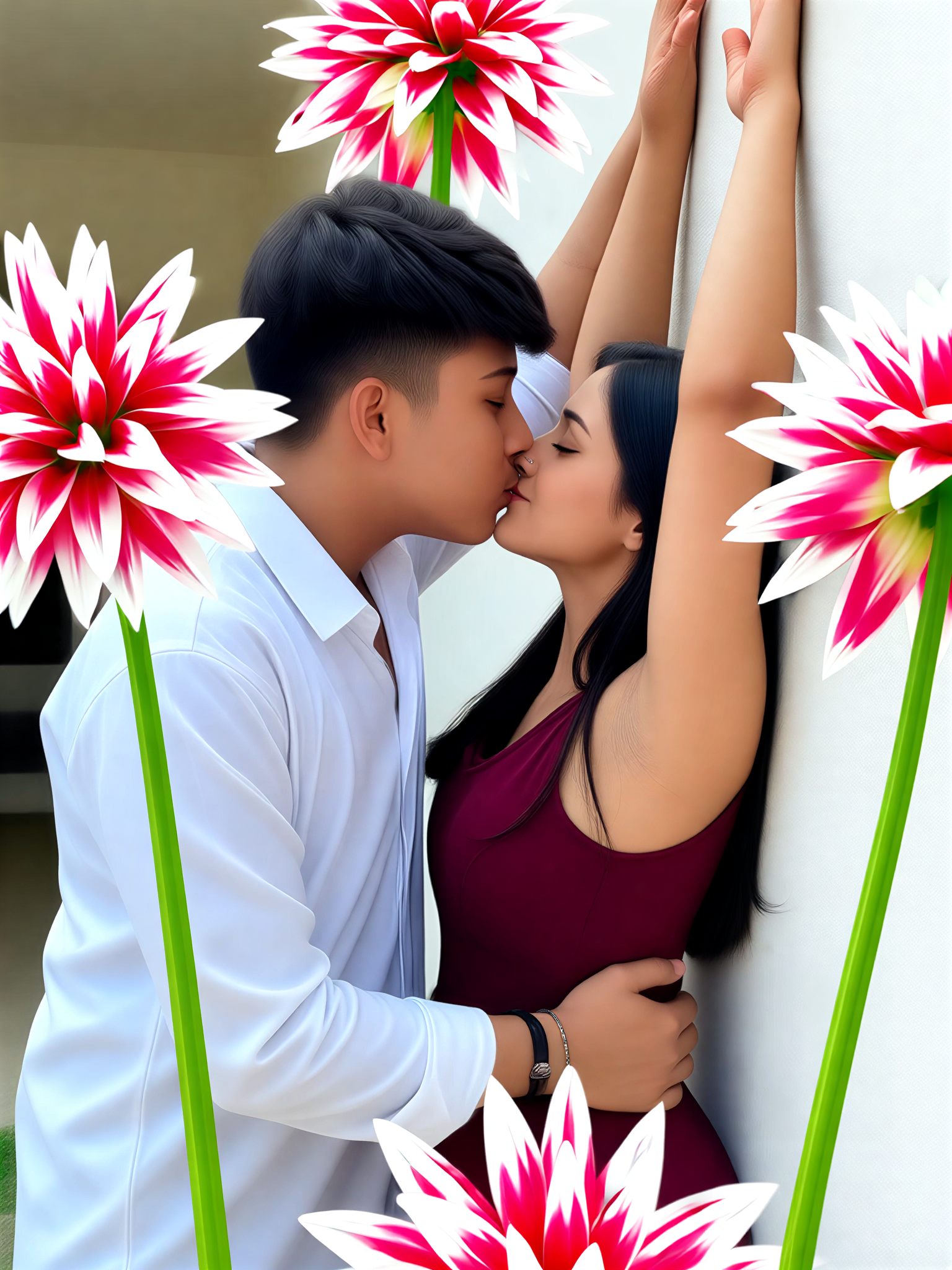 Raised Arms Kiss image