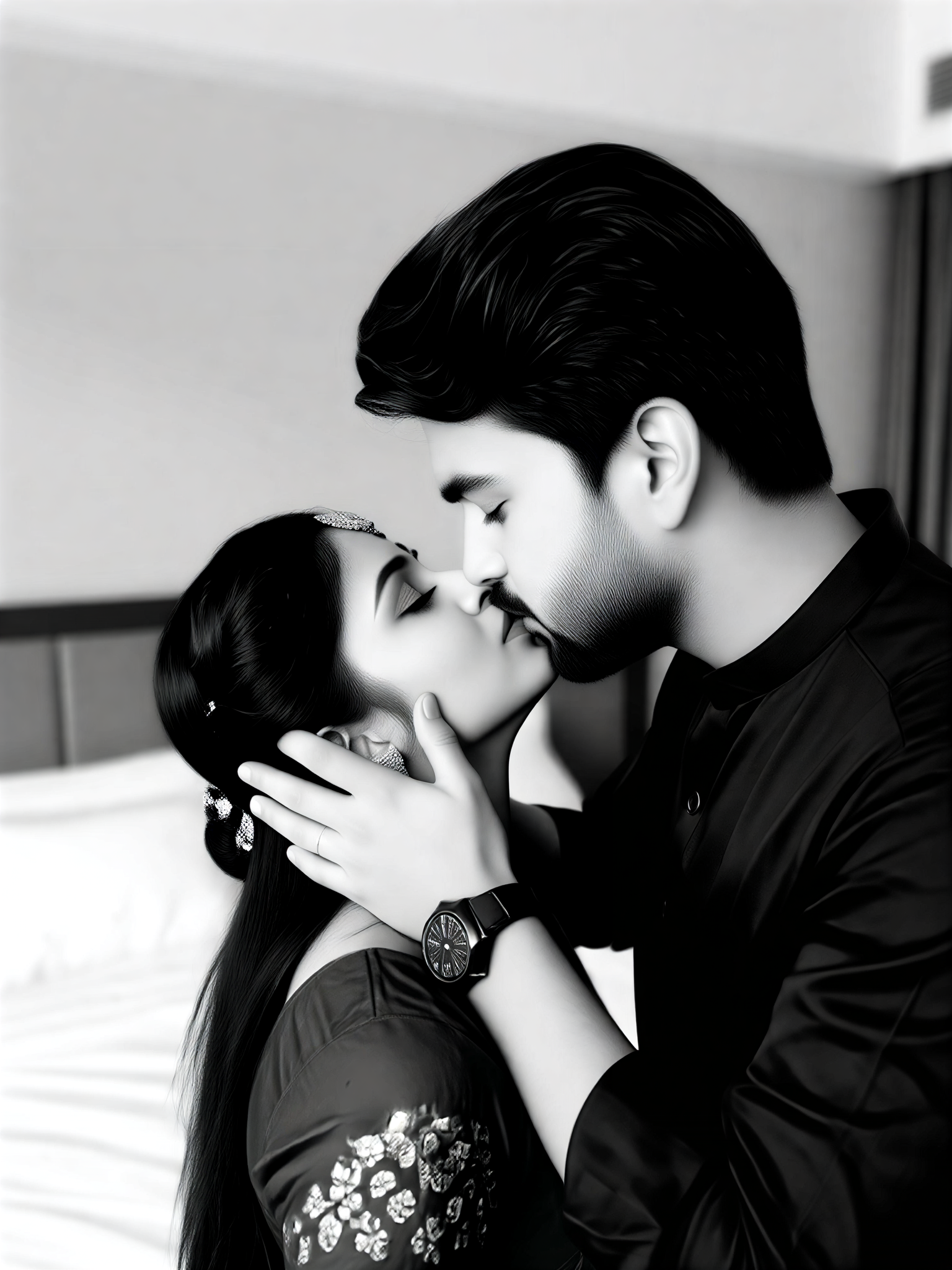 Close Face Holding Kiss image