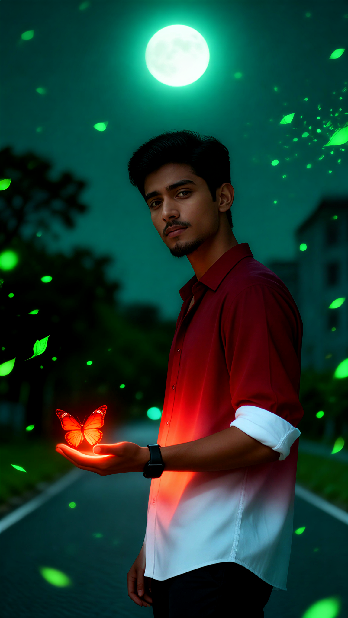 Photos of glowing butterflies at night image