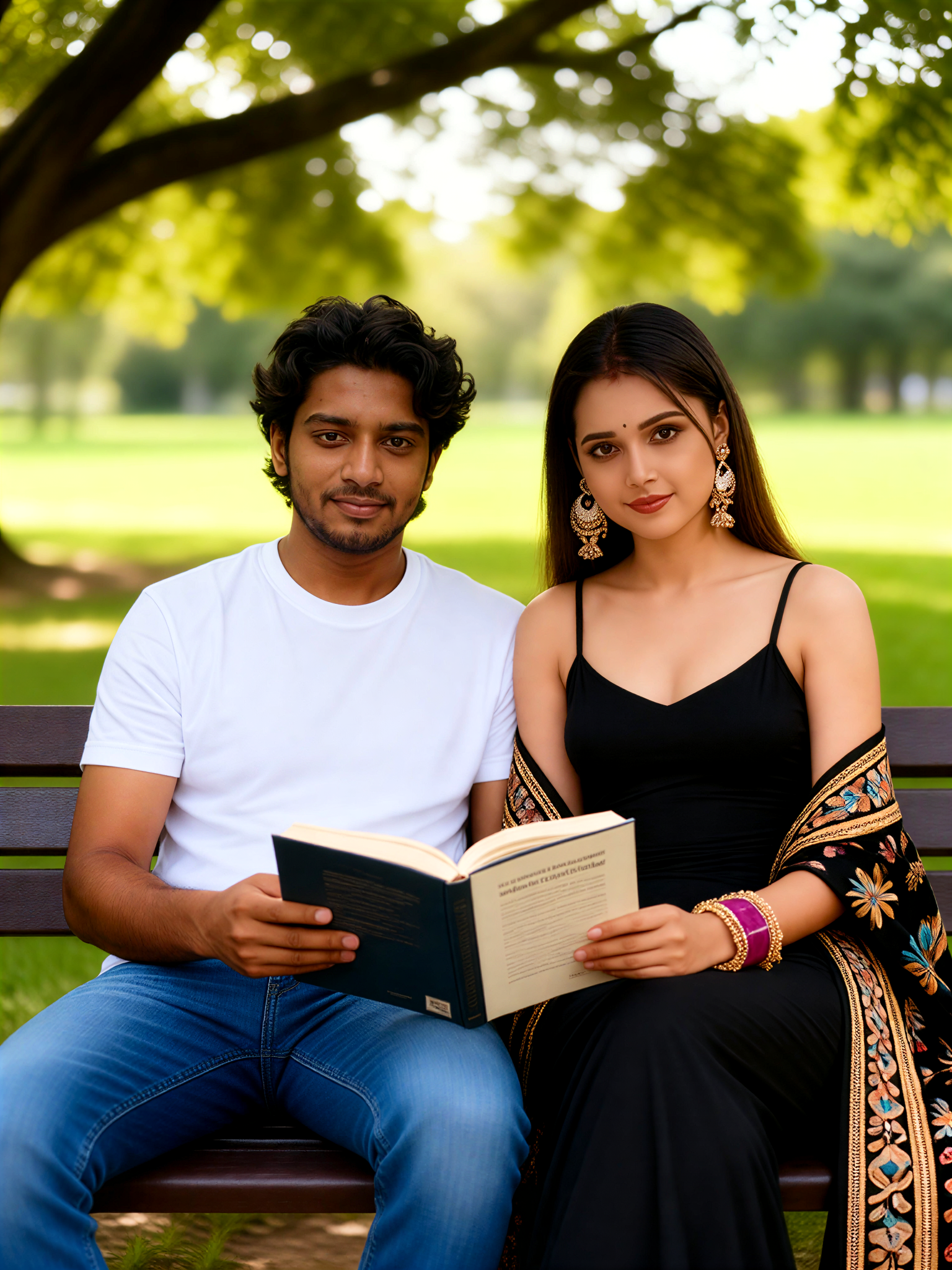 Couple Portrait Session with Book Reading in the Park image