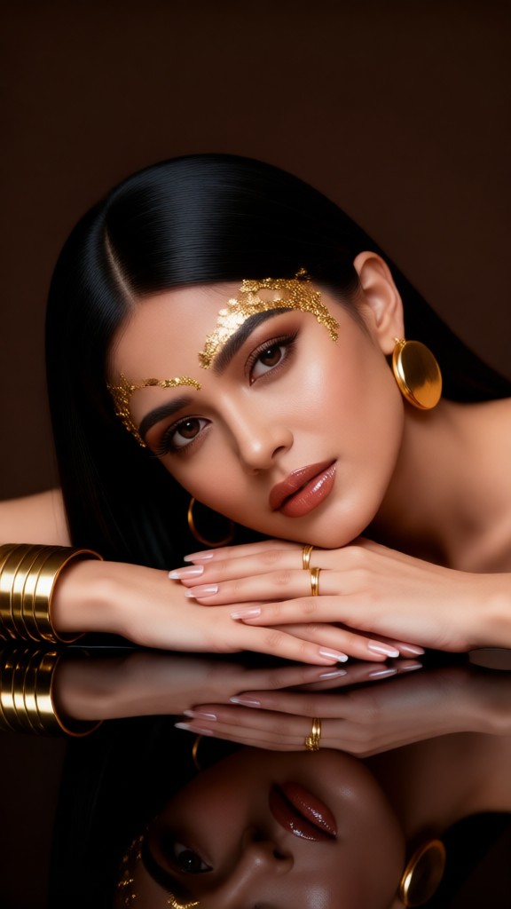 Golden Make Up Beauty Portrait image