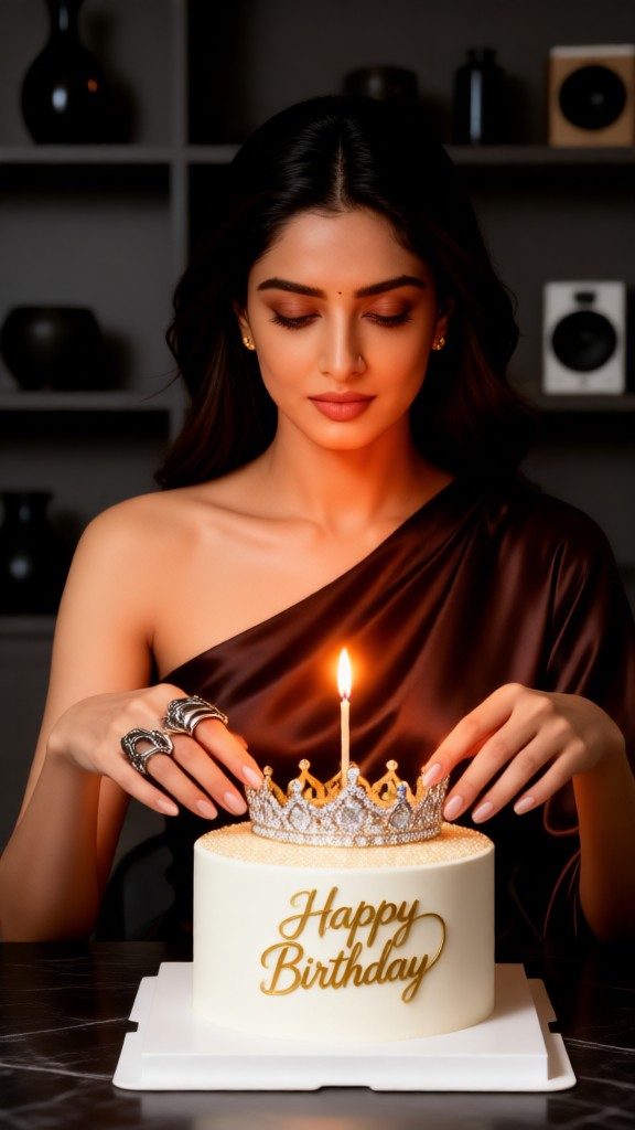 Wear a crown and blow out the candles on one's birthday image