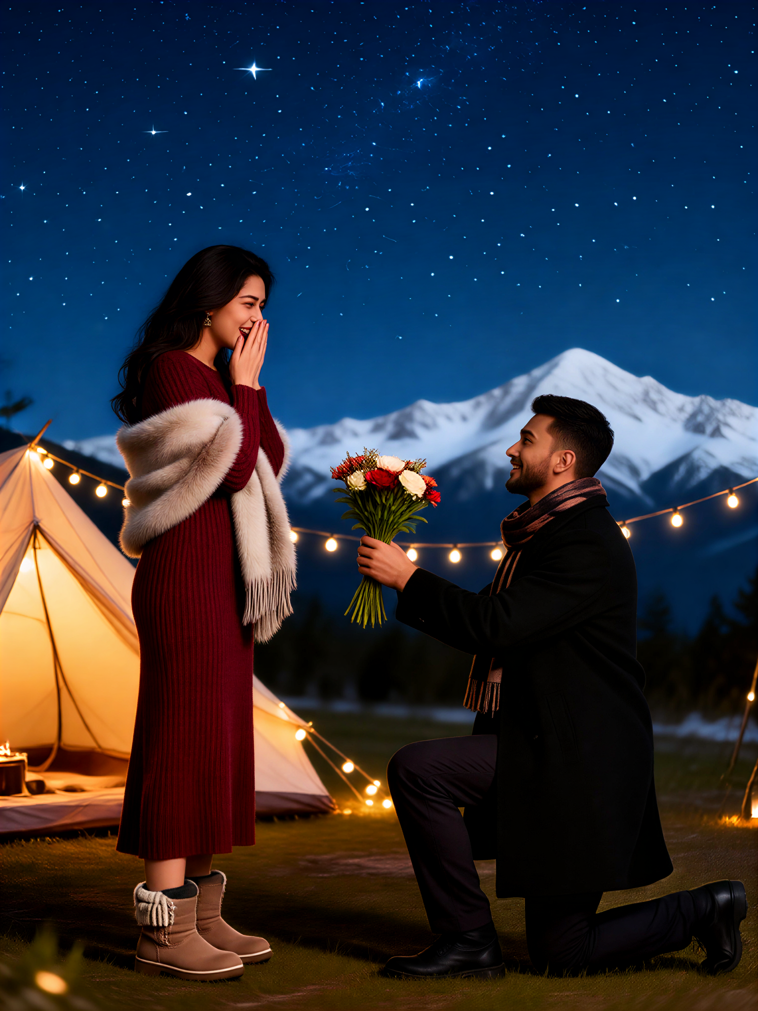 Starry Sky Tent Proposal Photoshoot image