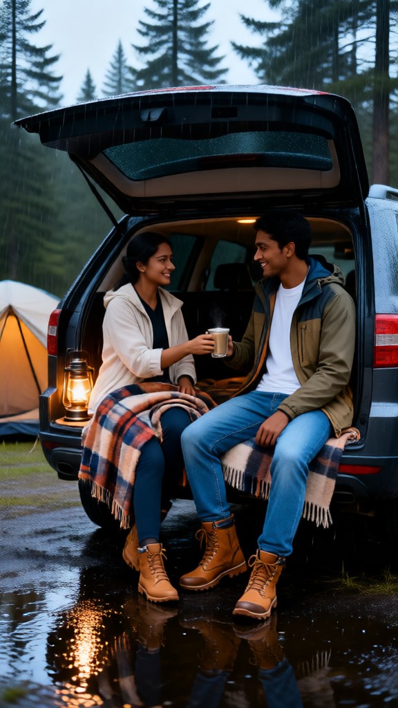 Video of a couple's camper van after rain image