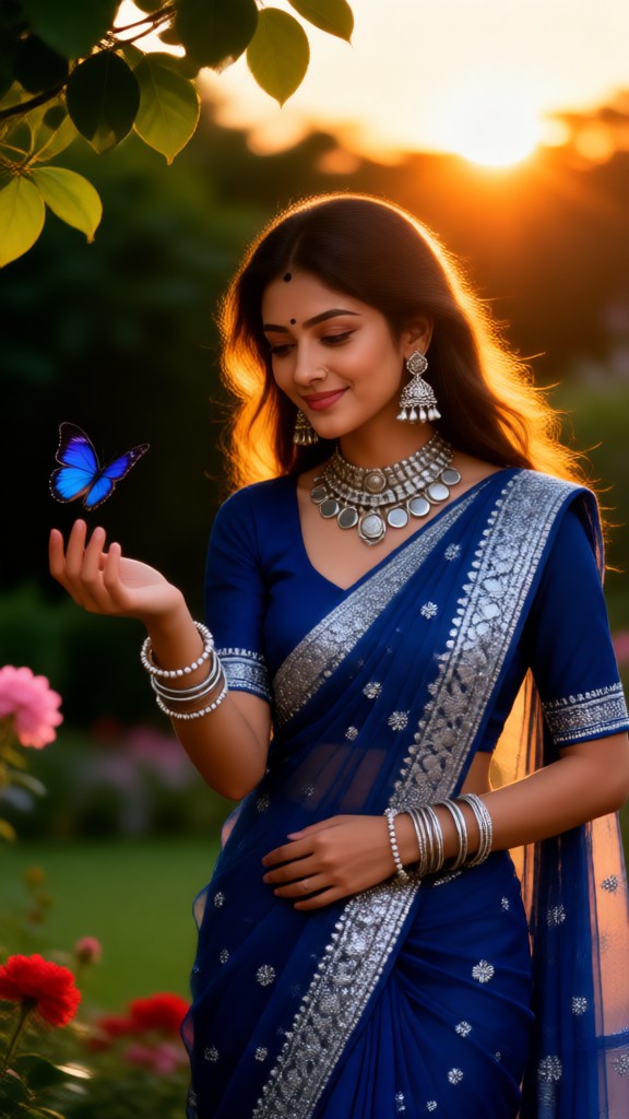 Saree and Butterflies image