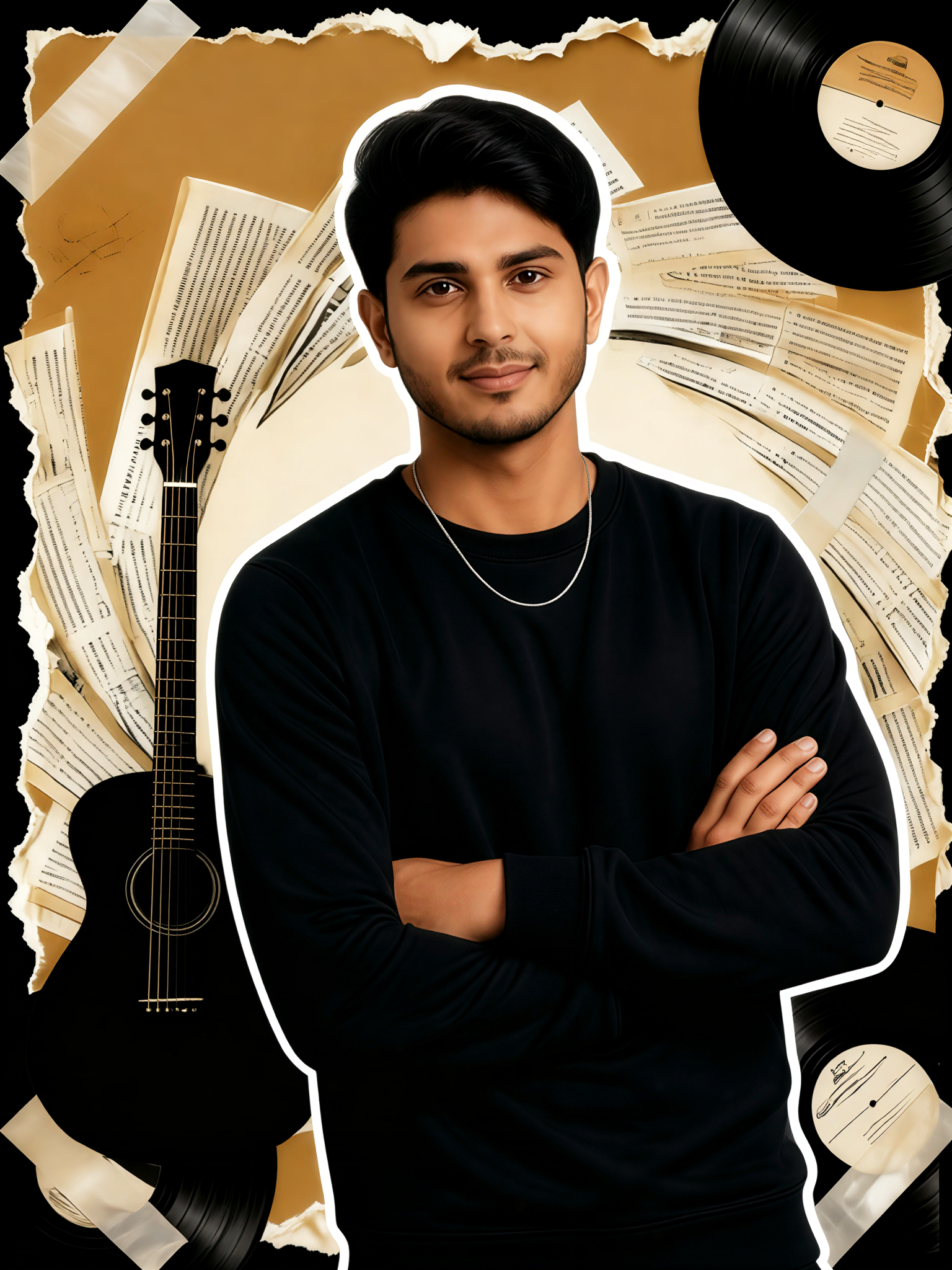 Zeitung und Gitarre image