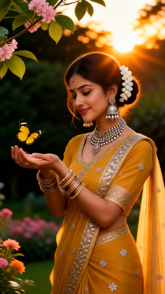 Saree and Butterflies image