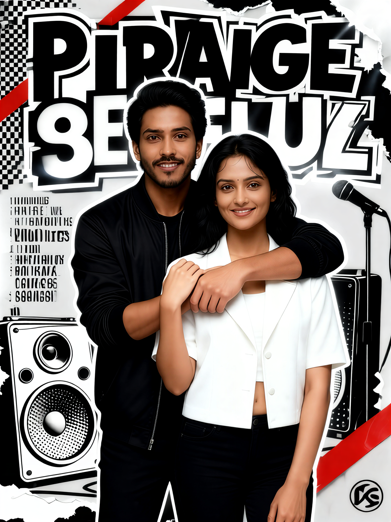 Schwarz-Weiß-Show-Poster mit rotem Klebeband image