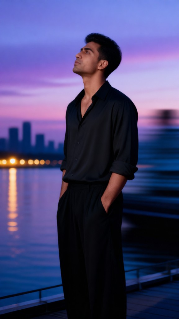 Melancholic Purple Male Portrait image